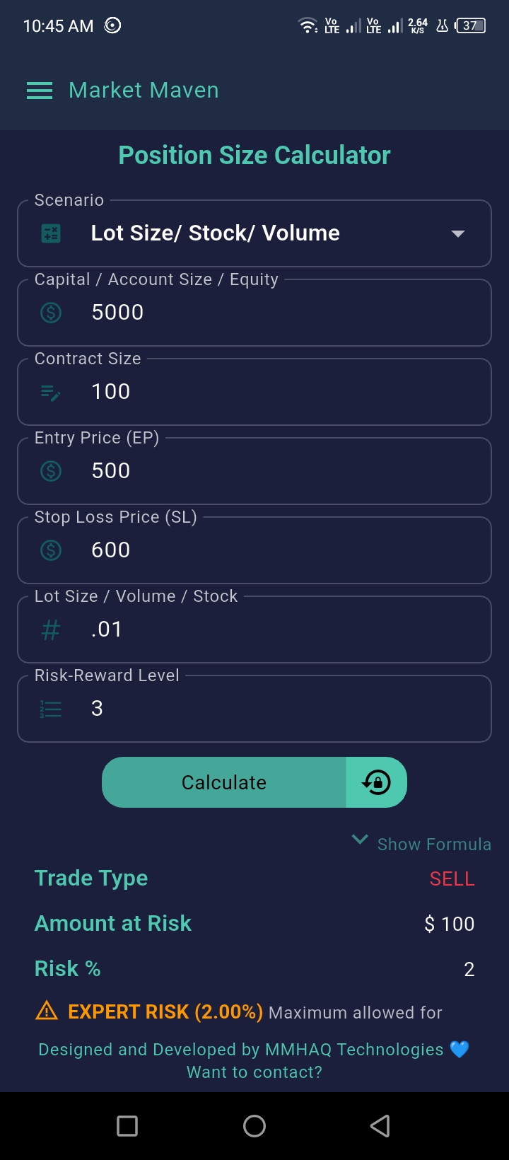 Crypto Calculator (dark Theme)